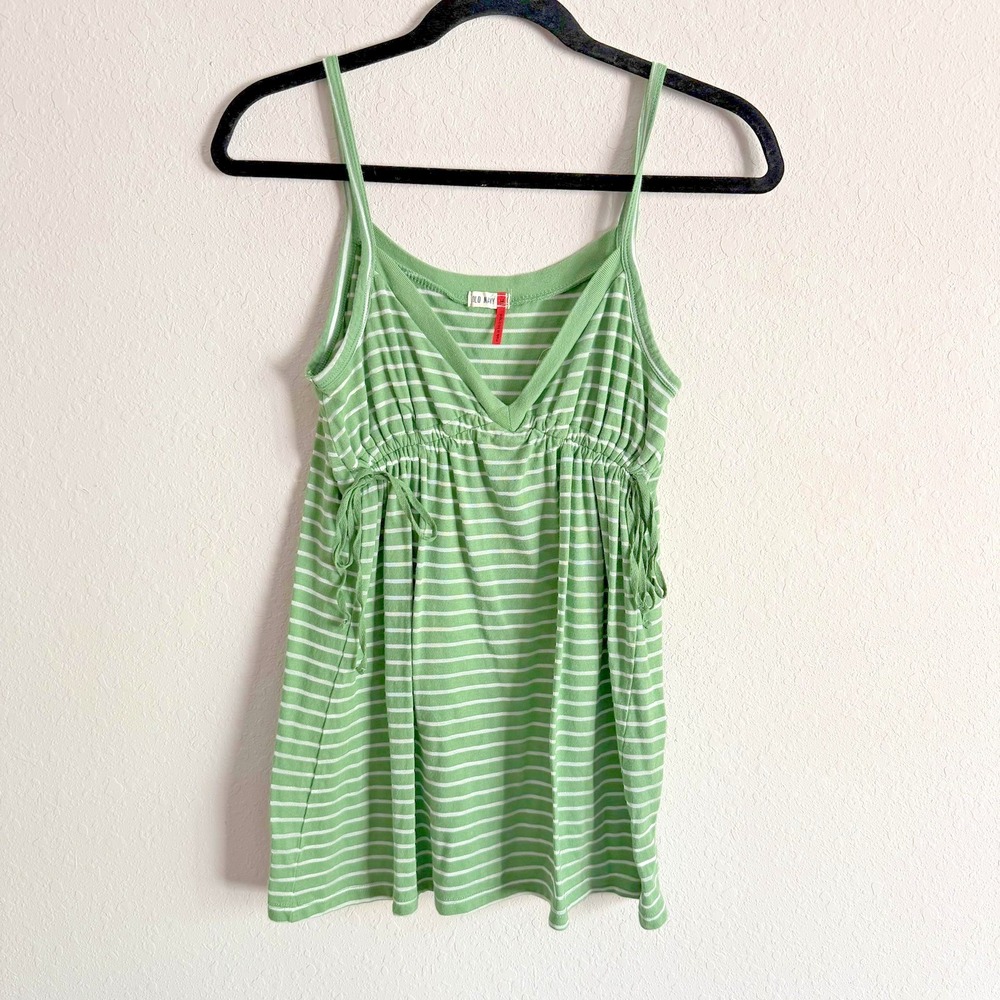 Old Navy Top Womens Size Medium Green Striped Y2K Baby Doll Synch Dainty‎